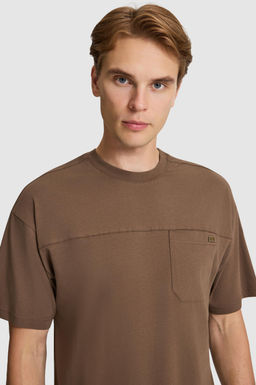 Erkek Kahverengi Comfort Fit Bisiklet Yaka Ti__rt