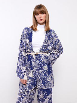 ?al Yaka Desenli Uzun Kollu Kad?n Kimono