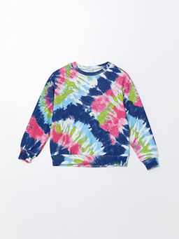 Bisiklet Yaka Bask?l? Uzun Kollu K?z ?ocuk Sweatshirt