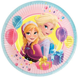 Цена за 10 шт. Тарелка одноразовая «С Днем Рождения!», 18 см, Холодное сердце