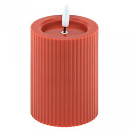Свеча интерьерная, светодиодная на батарейках д7,4см h10(12,5)см, свет теплый, с мерцанием, матовый пластик, цвет красный, питание от 2-х батареек АА (в комплект не входят) (Китай)