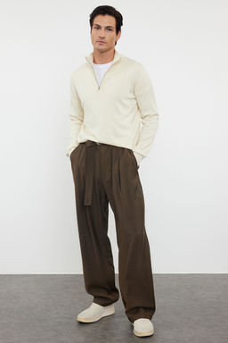 TRENDYOL MAN Ekru Regular Pamuklu Yar?m Bal?kc? Yaka Duz Triko Kazak TMNAW25KZ00039 - Trendyolmilla фото 4