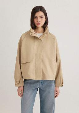 Dik Yaka Bej Ceket - Mavi фото 4