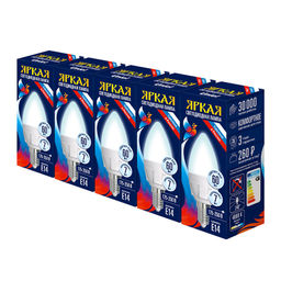 LED-C37 7W/NW/E14/FR PLP01WH Набор из 5штук Лампа светодиодная. Форма свеча матовая. Серия ЯРКАЯ. Белый свет 4000K. Uniel