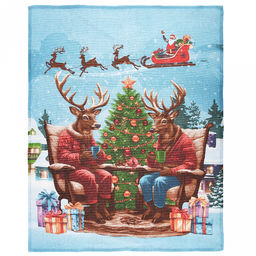 Салфетка хозяйственная 50х60см "Праздник к нам приходит" 2, рогожка 171г/м2, хлопок 100%, без упаковки, "Домашняя мода" (Россия)