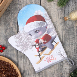 Варежка-прихватка Этель Новогодние забавы 20х28 см, 100% хл, ватин 250 г/м2