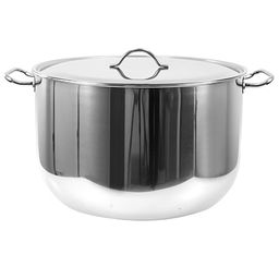 Кастрюля из нержавеющей стали 40л, д45см, металлическая крышка, цельнотянутая конструкция корпуса, матовая (Россия)