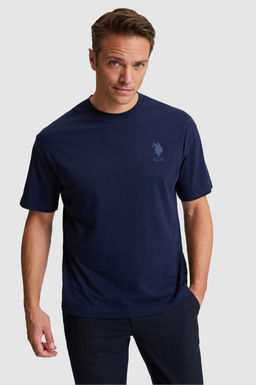 Erkek Lacivert Comfort Fit Bisiklet Yaka Basic Ti__rt