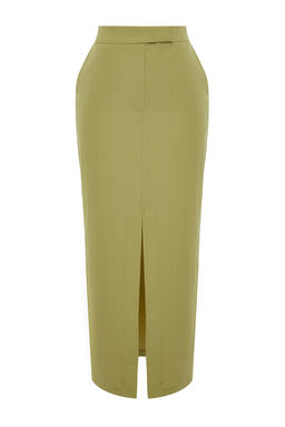 TRENDYOLMILLA Haki Premium Straight Onden Y?rtmacl? Midi Boy Dokuma Etek TWOSS24ET00071 фото 10