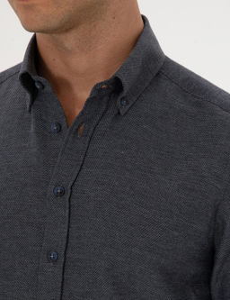 Lacivert Slim Fit Uzun Kollu G_mlek