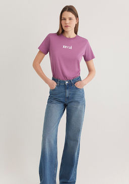 Mavi Bask?l? Pembe Tisort фото 2