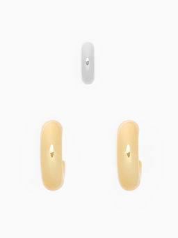 Серьги кольца и каффы QF Бублик, набор, цвет серебро, золото  фото 2