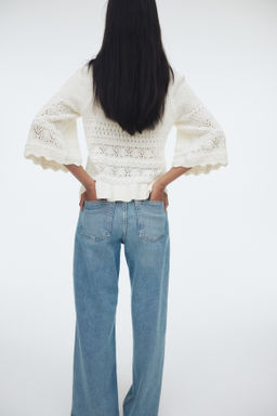 Jersey en punto pointelle con ribetes de volante - H&m фото 3