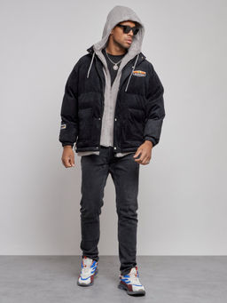 Плюшевая куртка мужская с капюшоном молодежная черного цвета 28117Ch - Mtforce фото 6