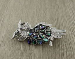 Брошь "Ученый филин" перламутр гелиотис