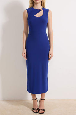 Saks Bodycon Kolsuz Aksesuar Detayl? Midi Esnek Orme Elbise TWOSS26EL00153 - Trendyolmilla фото 3