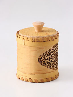 Туес «Соль», узор, 9×9×9.5 см, банка для хранения, береста