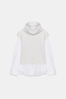 HOODED SHIRT WITH CONTRASTING HOODIE - Zara фото 6