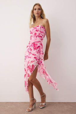 TRENDYOLMILLA Cok Renkli Vucuda Oturan F?rf?r Detayl? Tul Orme S?k Elbise TPRSS25EL00276 фото 5