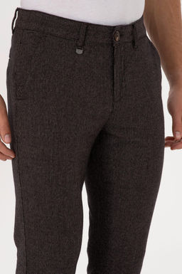 Erkek Koyu Kahverengi Slim Fit Kanvas / Chino Pantolon
