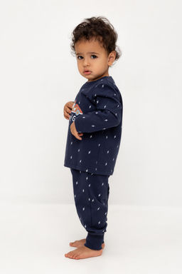 К 1637/морской синий,маленькие молнии пижама дет