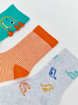 Bask?l? Erkek Bebek ?orap 5li