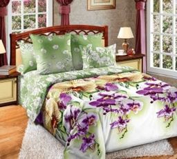 КПБ Семейный с простыней на резинке Постельное белье из полисатина - Баунти (все как пододеяльник)