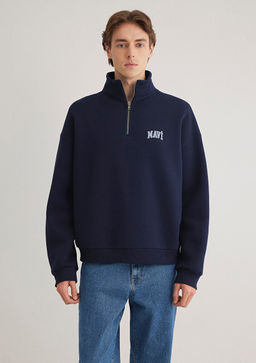 Mavi Logo Bask?l? Yar? Fermuarl? Lacivert Sweatshirt  фото 4