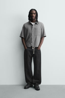 CAMISA FLUIDA ESTRUCTURA CUADROS / Gris antracita