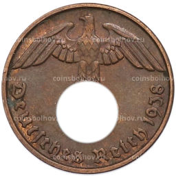 Монета 2 рейхспфеннига 1938 года D Германия