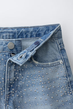BERMUDA DENIM LARGA STRASS / Azul - Zara фото 5