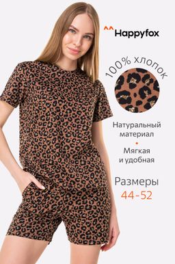 Женский хлопковый костюм с шортами Happy Fox