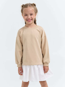 Платье с хлопковой юбкой Крем-брюле - Bungly фото 3