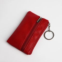 Ключница-кошелёк на молнии, с кольцом, размер 12×1×7.5 см, красная