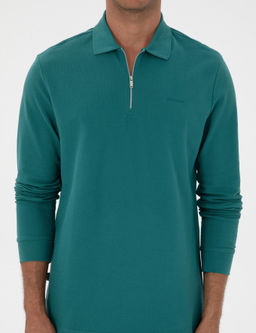 Z_mr_t Slim Fit K_vr_lmaz Fermuarl_ Polo Yaka Basic Pike Sweatshirt