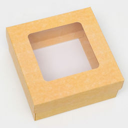 Цена за 5 шт. Коробка подарочная складная, упаковка, крышка - дно, с окном, крафт, 12×12×5 см