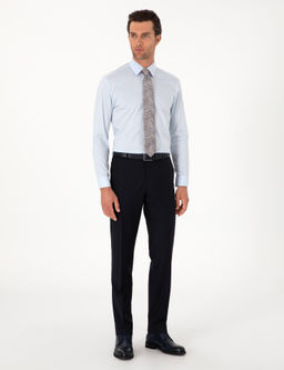 A__k Mavi Slim Fit Pamuk Kar___ml_ Klasik Yaka Basic G_mlek - Cacharel фото 4