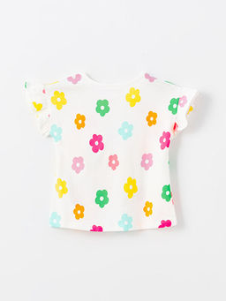 Bisiklet Yaka ?i?ek Desenli K?z Bebek Ti??rt - Waikiki фото 3