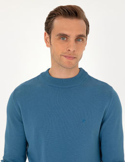 Kobalt Slim Fit Yar_m Bal_k__ Yaka Basic Triko Kazak - Pierre cardin фото 2