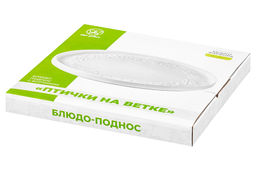 Блюдо-поднос 21*21*1,8 см "Птички на ветке" с бортиком, фарфор