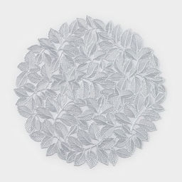 Цена за 12 шт. Салфетка сервировочная на стол Доляна Листья, ПВХ, 3838 см, цвет серебро