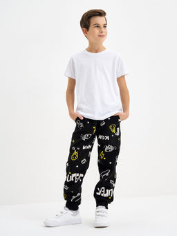 Черные брюки для мальчика с принтом - Kogankids фото 5