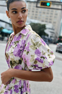 VESTIDO MIDI CINTUR?N ESTAMPADO FLORAL / Multicolor - Zara фото 5