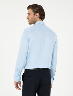 A__k Mavi Non Iron Kolay _t_lenebilir Slim Fit Uzun Kollu Basic G_mlek