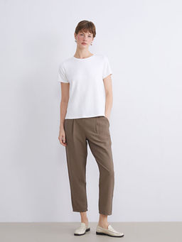 Y?ksek Bel Havu? Kesim Kad?n Pileli Pantolon