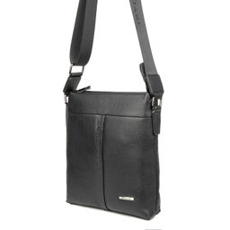 7554-1 black, Мужская кожаная сумка "мессенджер", Barcelo Biagi