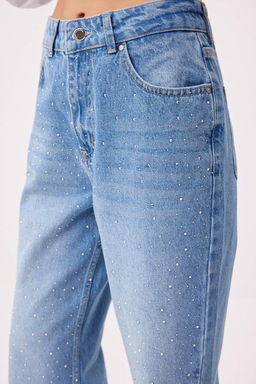 Mavi Tas Detayl? Yuksek Bel Wide Leg Jeans TWOSS26JE00289 - Trendyolmilla фото 4
