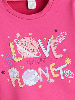 Bisiklet Yaka Bask?l? K?z Bebek Ti??rt