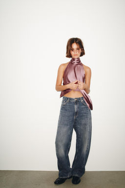 JEANS TRF BAGGY BARREL TIRO MEDIO / Azul