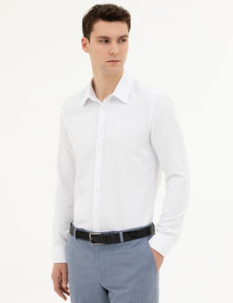 Beyaz Slim Fit Uzun Kollu G_mlek